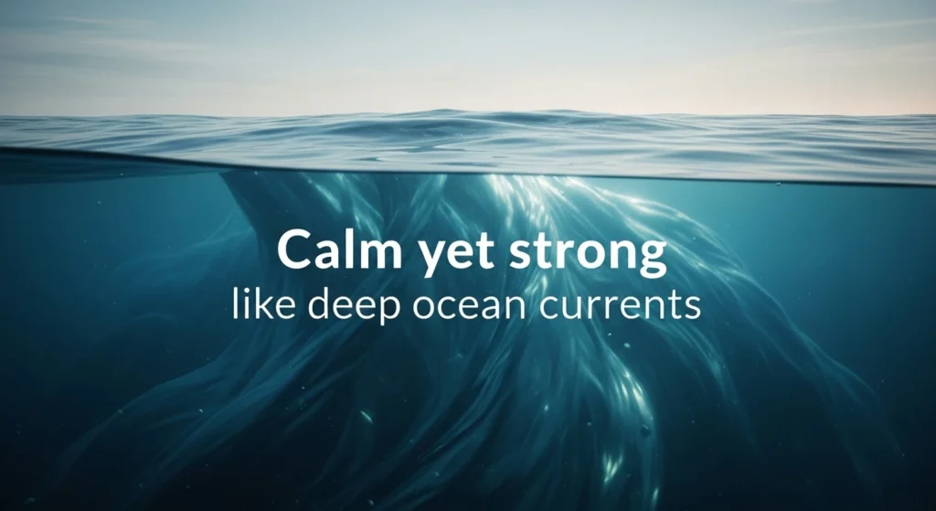 Calm yet strong like deep ocean currents