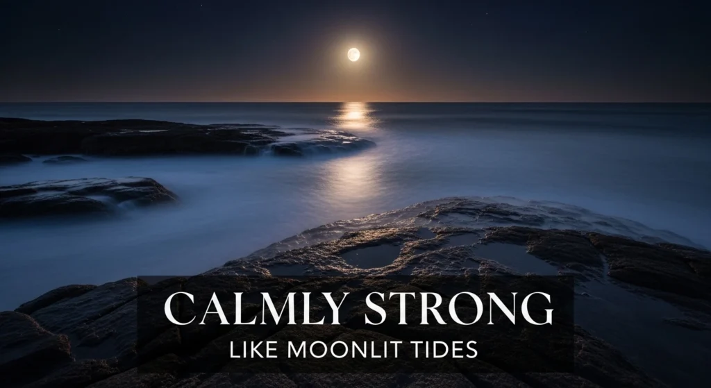 Calmly strong like moonlit tides