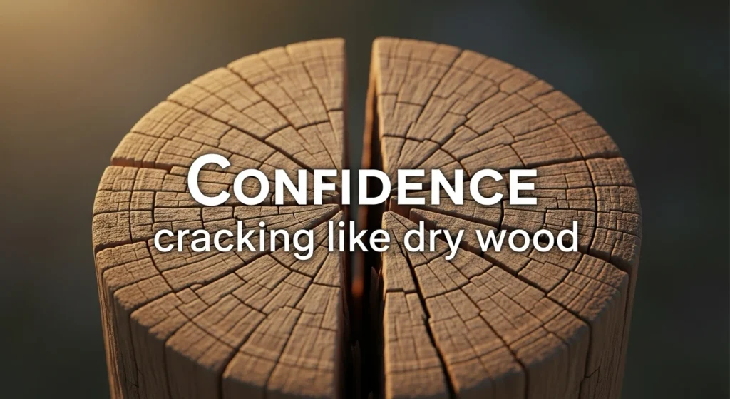Confidence cracking like dry wood