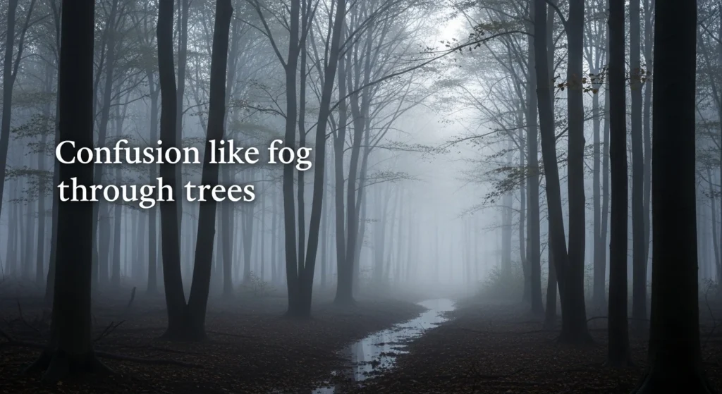 Confusion like fog through trees