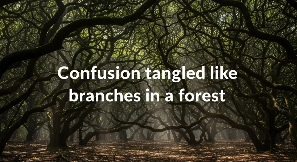 Confusion tangled like branches in a forest