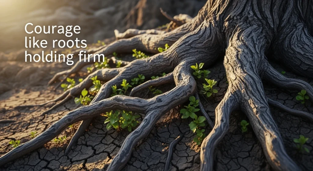 Courage like roots holding firm