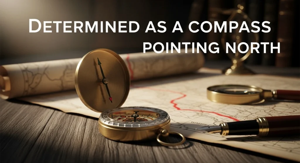 Determined as a compass pointing north