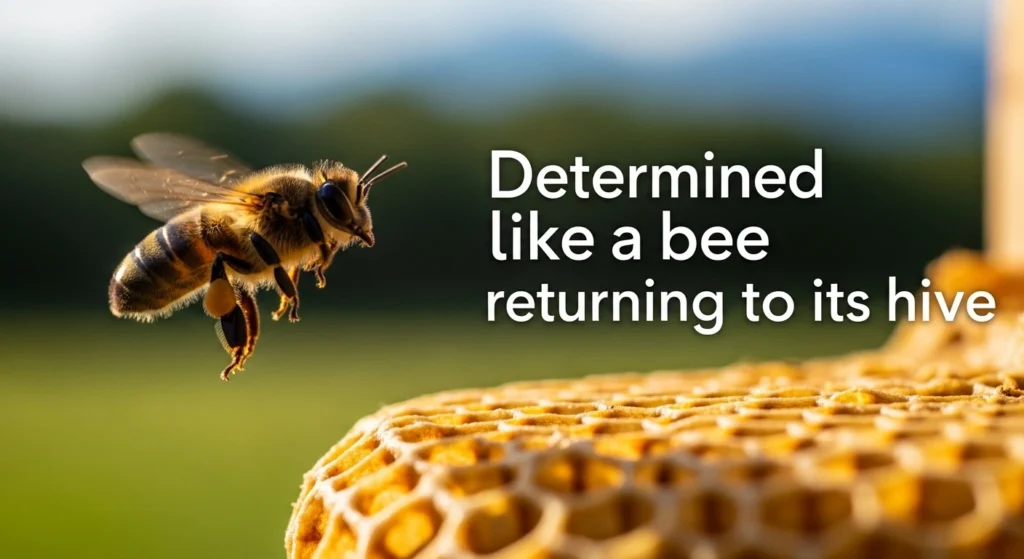 Determined like a bee returning to its hive