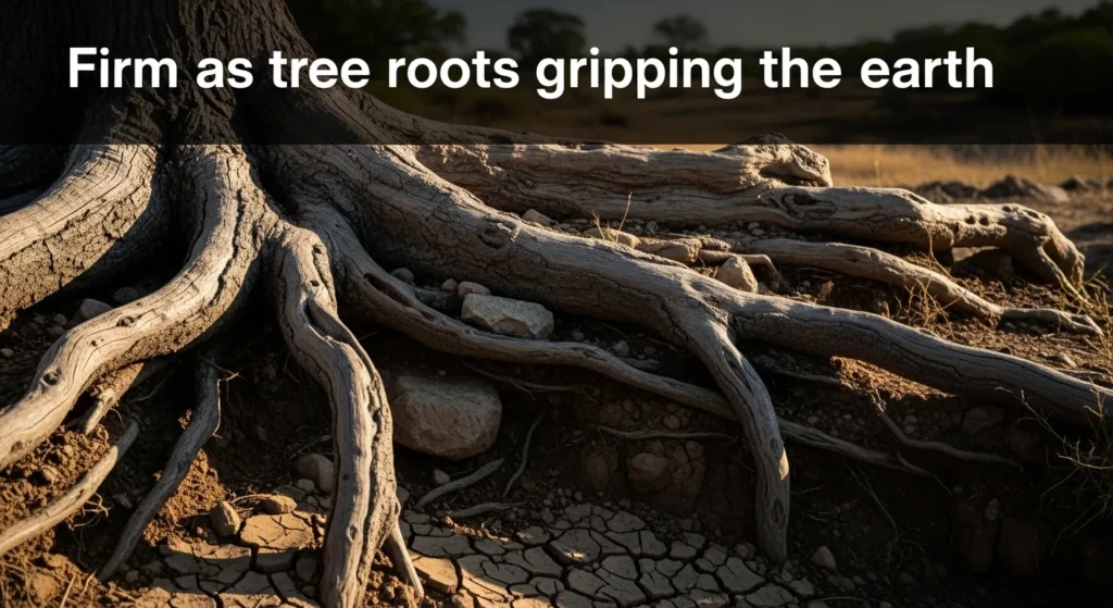 Firm as tree roots gripping the earth