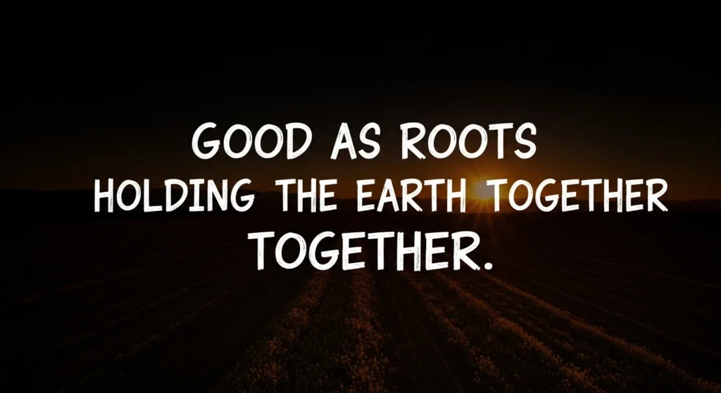 Good as roots holding the earth together