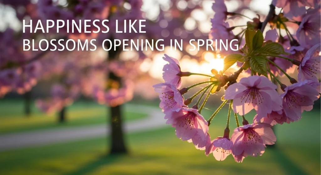 Happiness like blossoms opening in spring