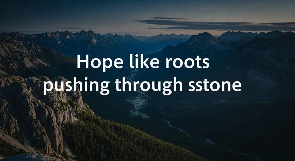Hope like roots pushing through stone