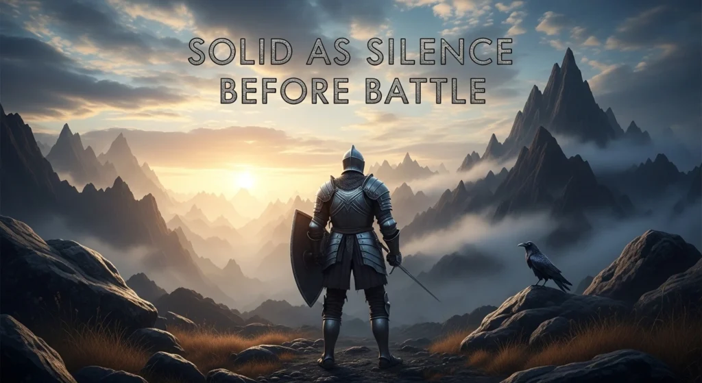 Solid as silence before battle
