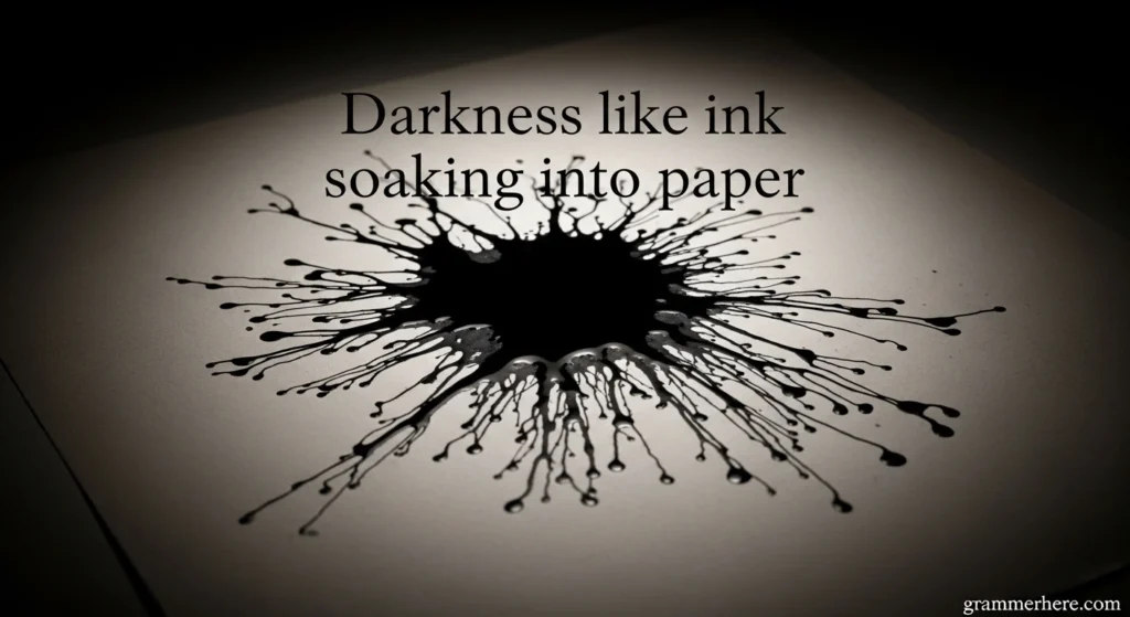Darkness like ink soaking into paper