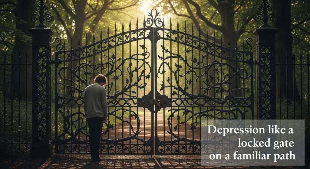 Depression like a locked gate on a familiar path