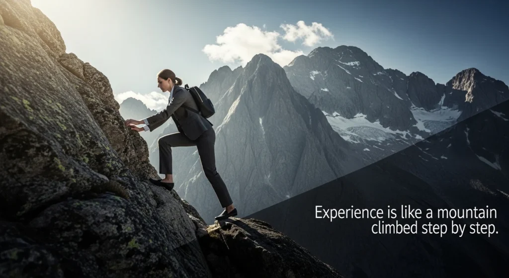Experience is like a mountain climbed step by step
