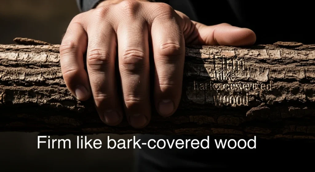 Firm like bark-covered wood