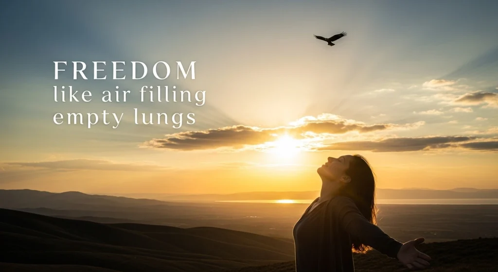Freedom like air filling empty lungs