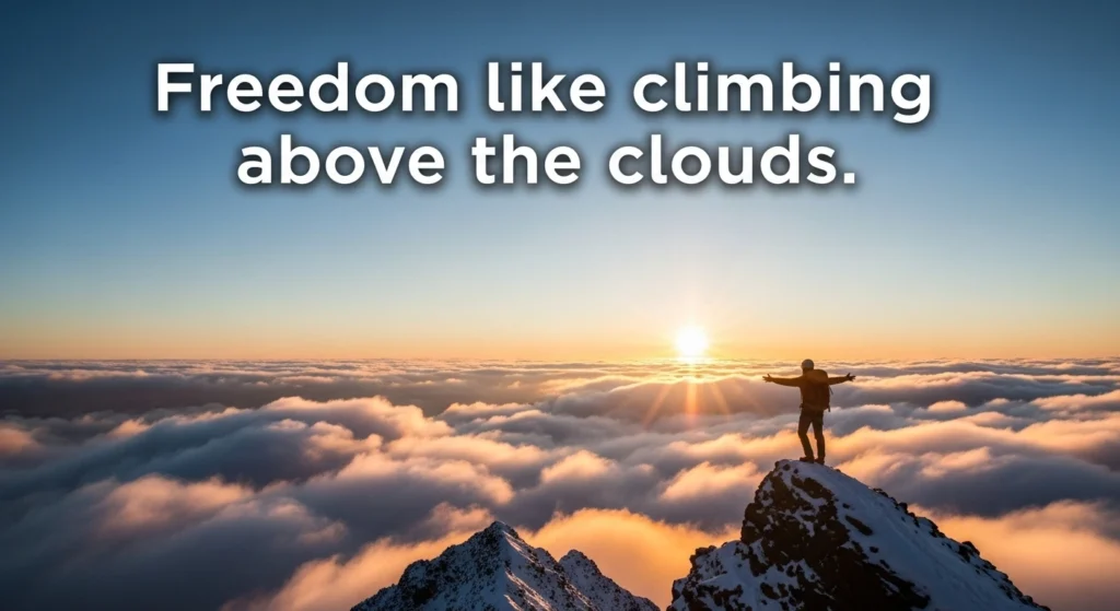 Freedom like climbing above the clouds