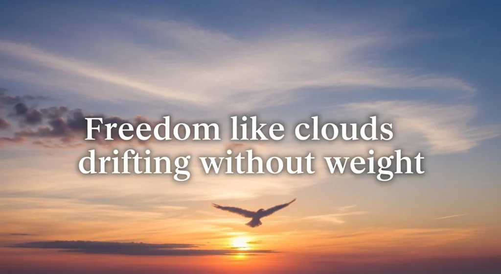 Freedom like clouds drifting without weight