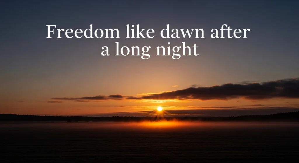 Freedom like dawn after a long night