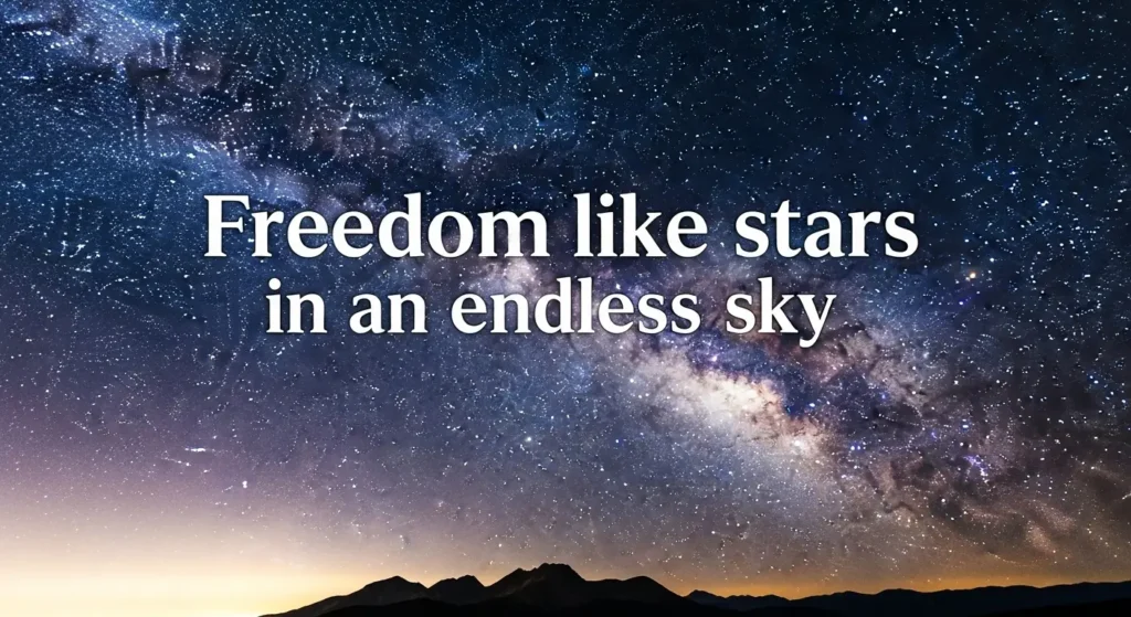 Freedom like stars in an endless sky