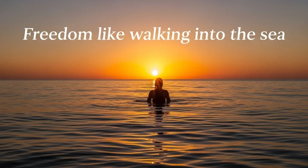 Freedom like walking into the sea