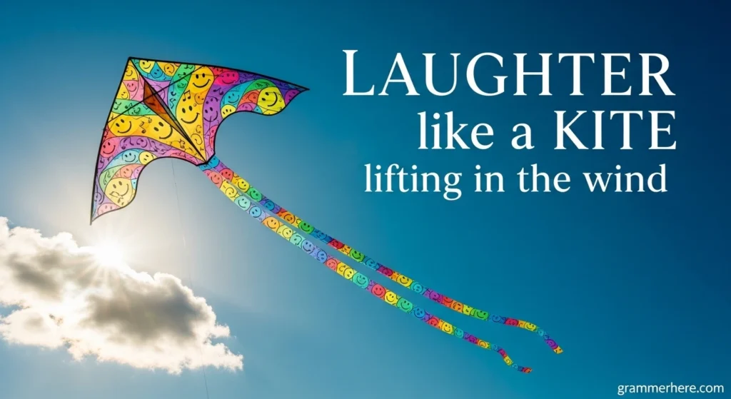 Laughter like a kite lifting in the wind
