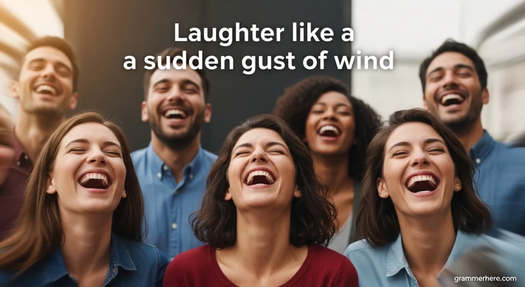 Laughter like a sudden gust of wind