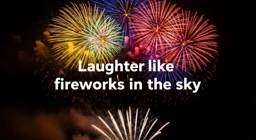 Laughter like fireworks in the sky