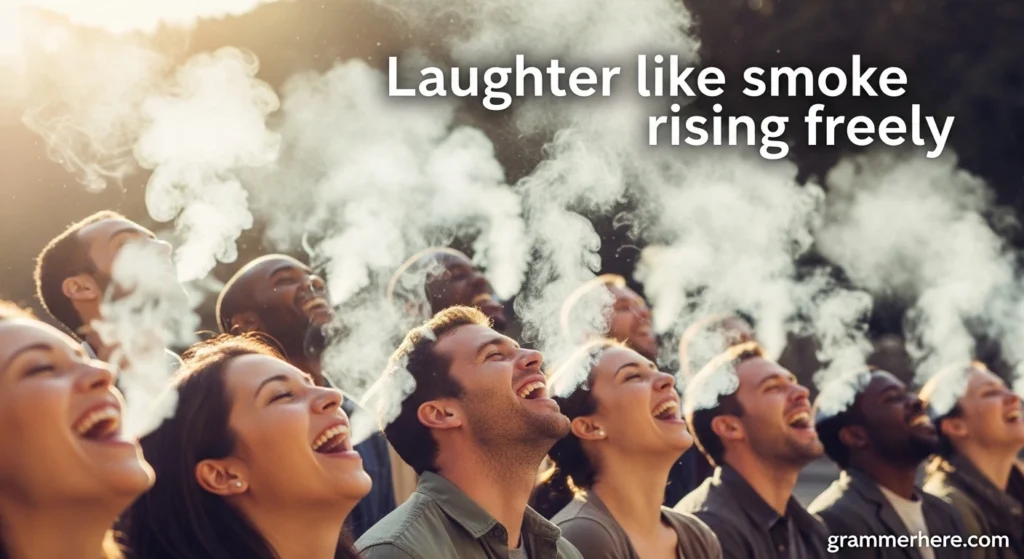 Laughter like smoke rising freely