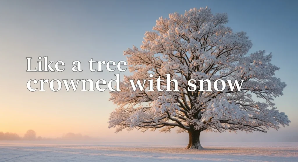 Like a tree crowned with snow