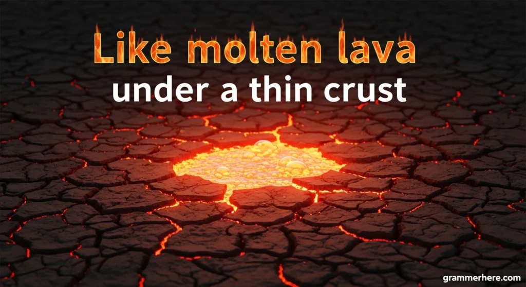 Like molten lava under a thin crust