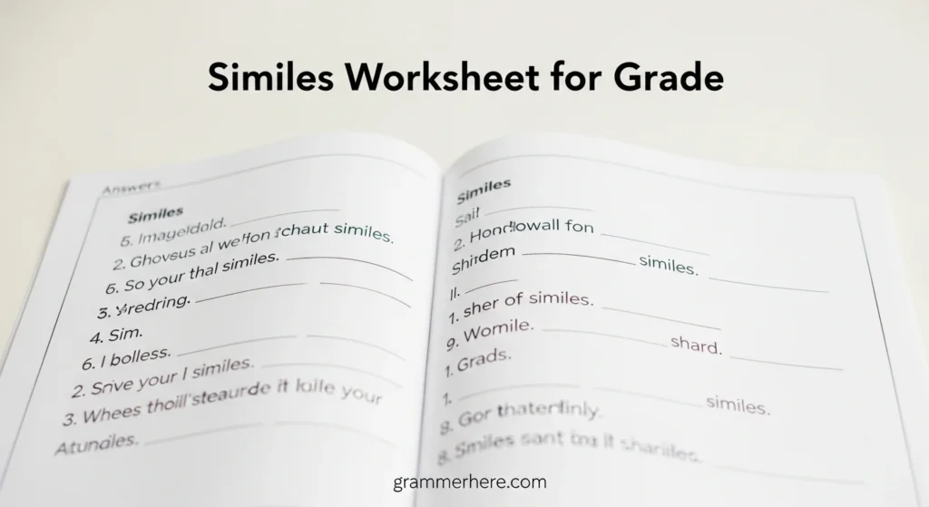 Similes Worksheet for Grade
