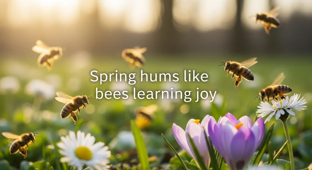 Spring hums like bees learning joy