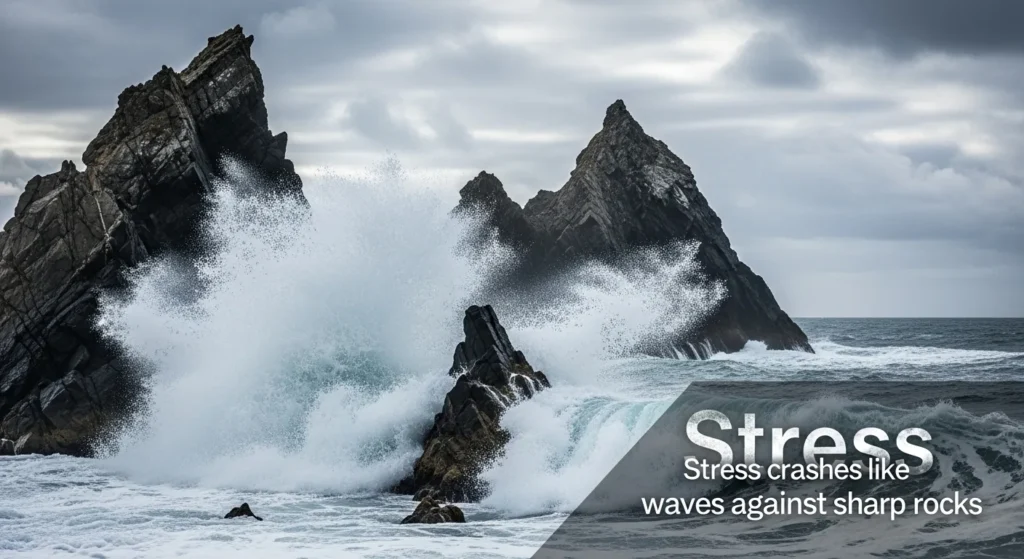 Stress crashes like waves against sharp rocks