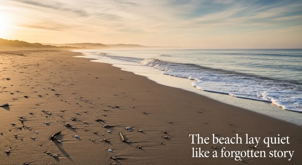 The beach lay quiet like a forgotten story