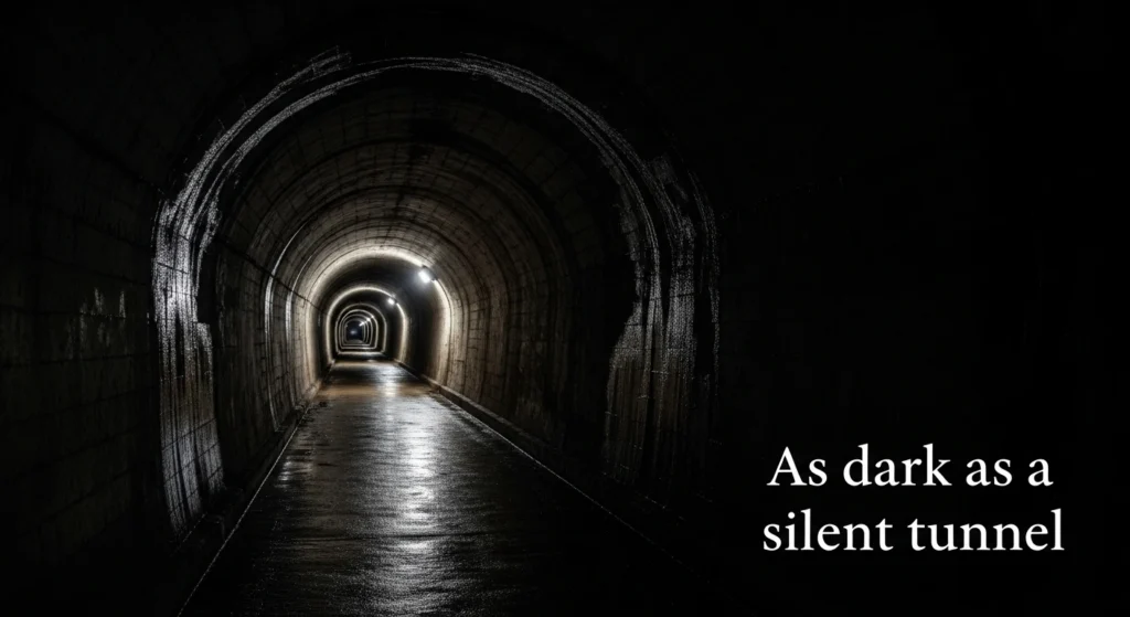 As dark as a silent tunnel