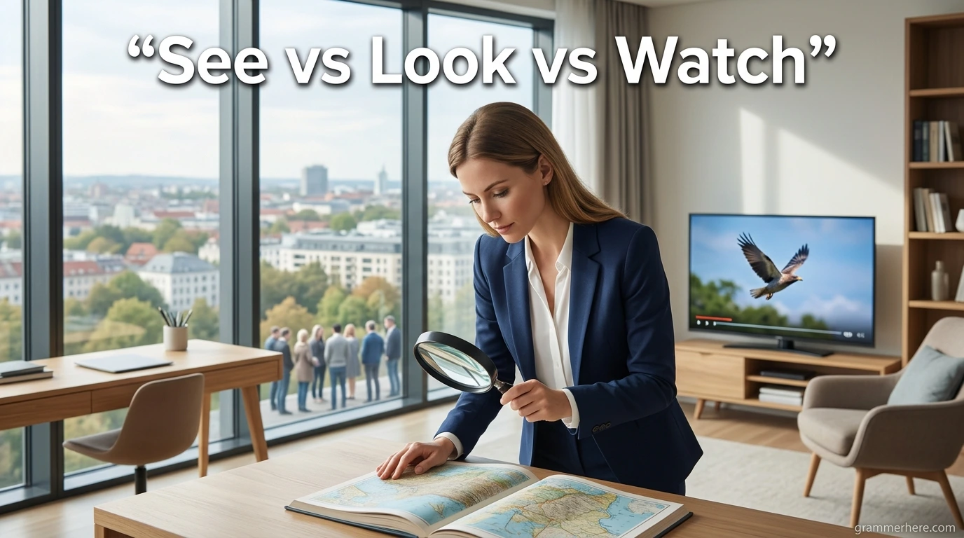 Look Watch Listen 25+ See vs Look vs Watch - Grammer Here