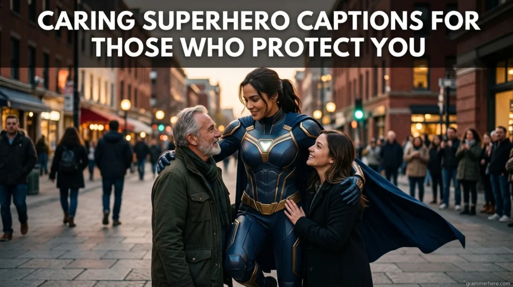 Caring Superhero Captions for Those Who Protect You