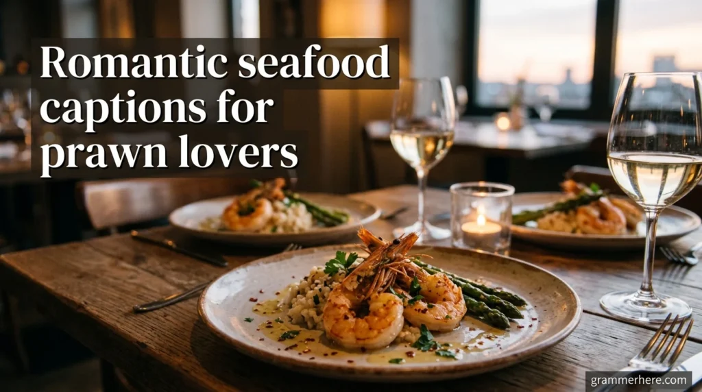 Romantic seafood captions for prawn lovers